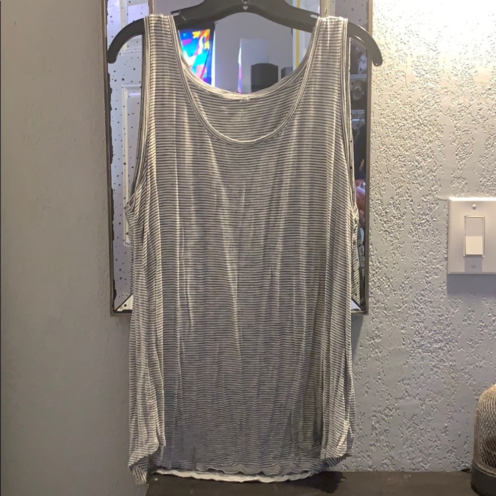 Black and White fine Striped tank